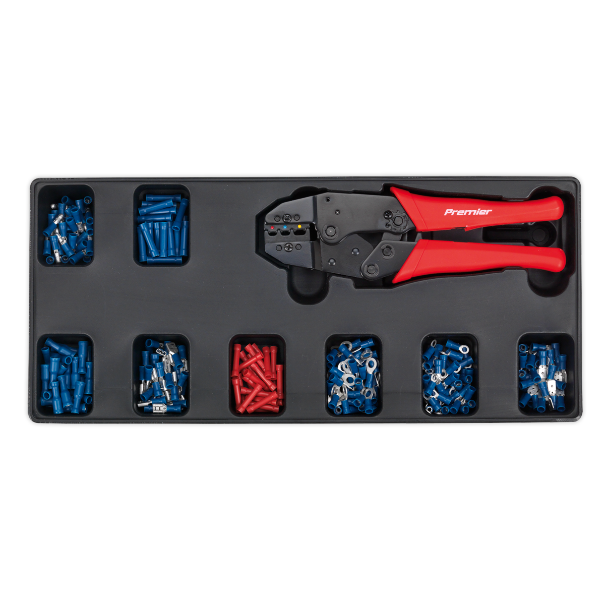 Premier Ratchet Crimper & Assorted Insulated Terminal Set with Tool Tray 325pc