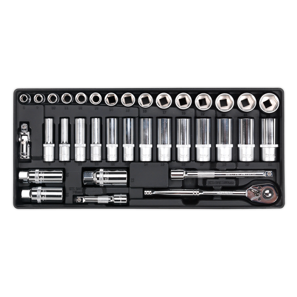 Premier Socket Set with Tool Tray 3/8"Sq Drive 35pc