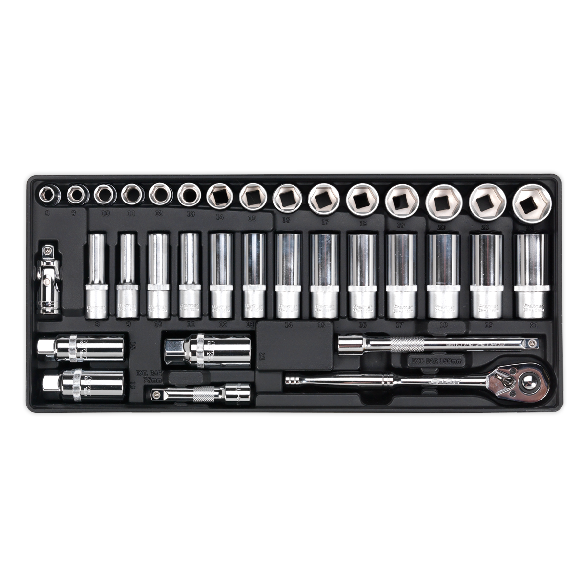Premier Socket Set with Tool Tray 3/8"Sq Drive 35pc