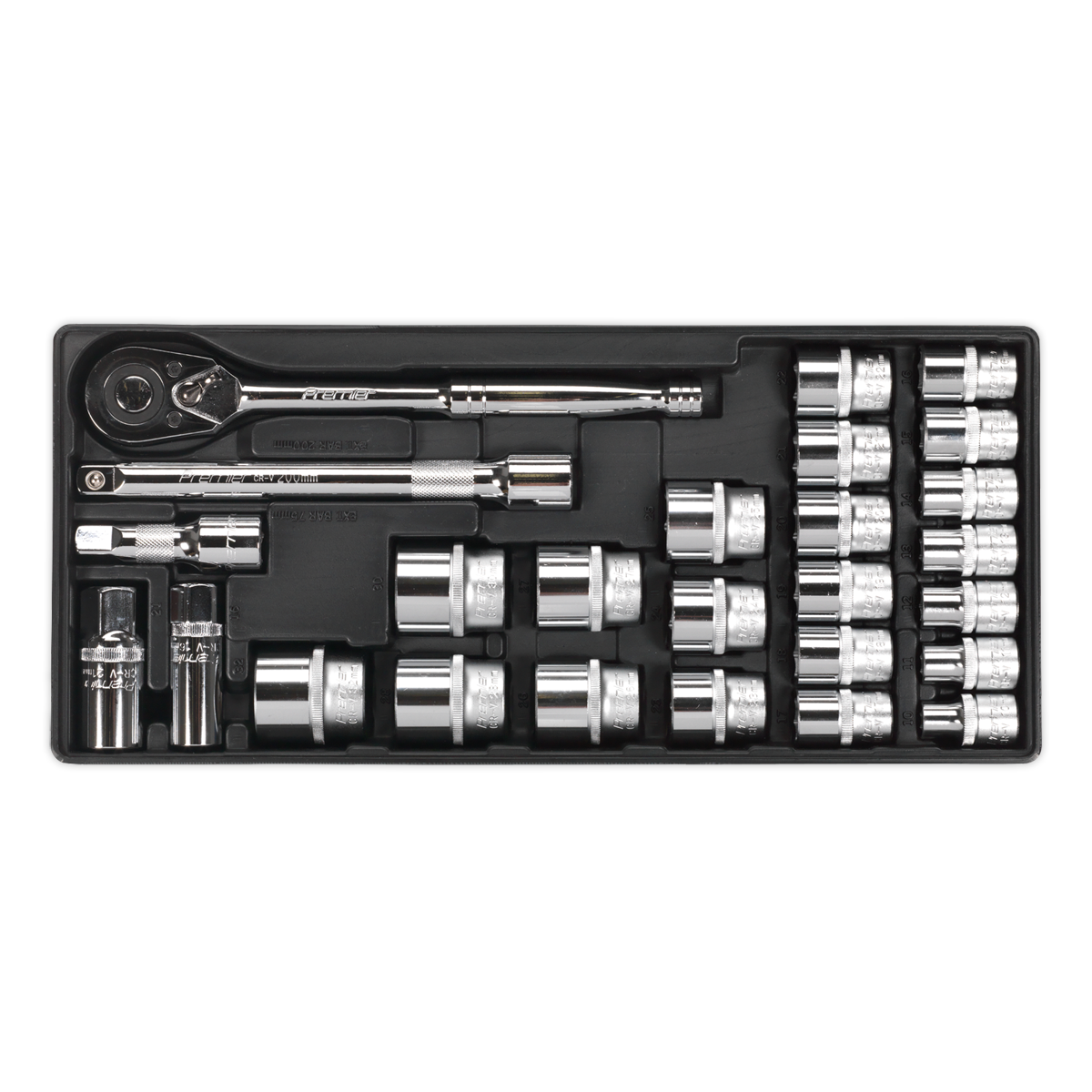 Premier Socket Set with Tool Tray 1/2"Sq Drive 26pc