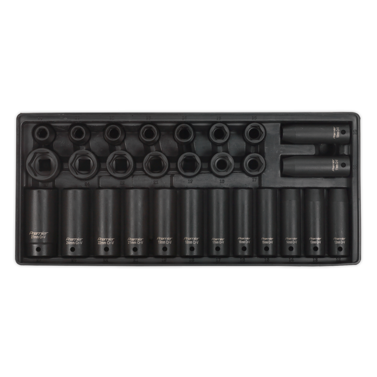 Premier Impact Socket Set with Tool Tray 1/2"Sq Drive 28pc