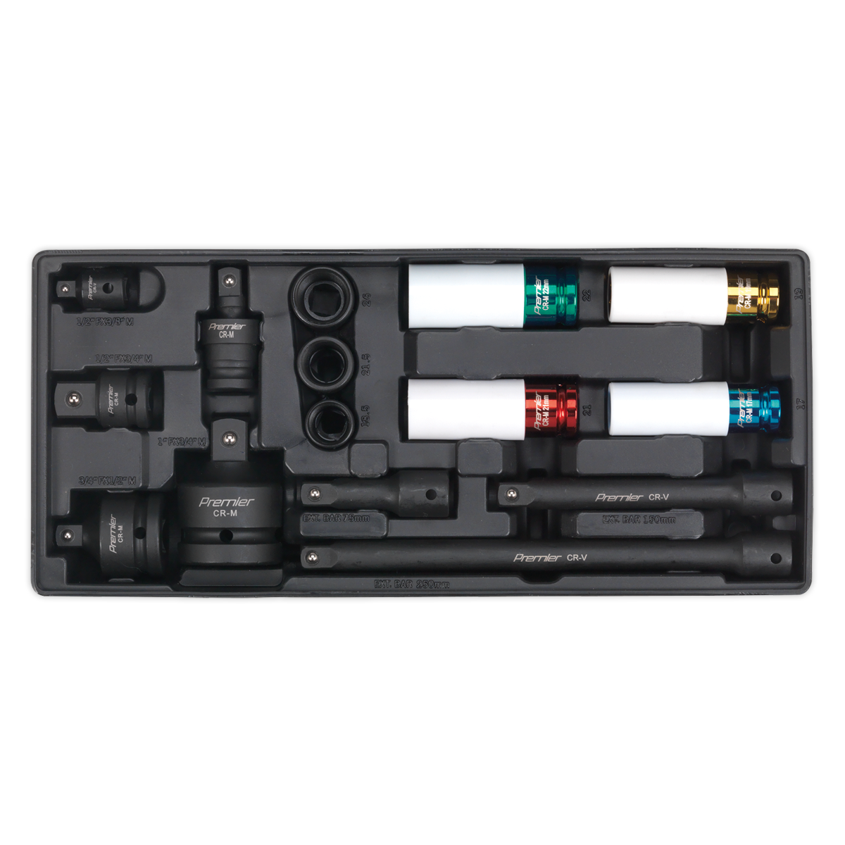 Premier Impact Socket & Adaptor Set with Tool Tray 15pc