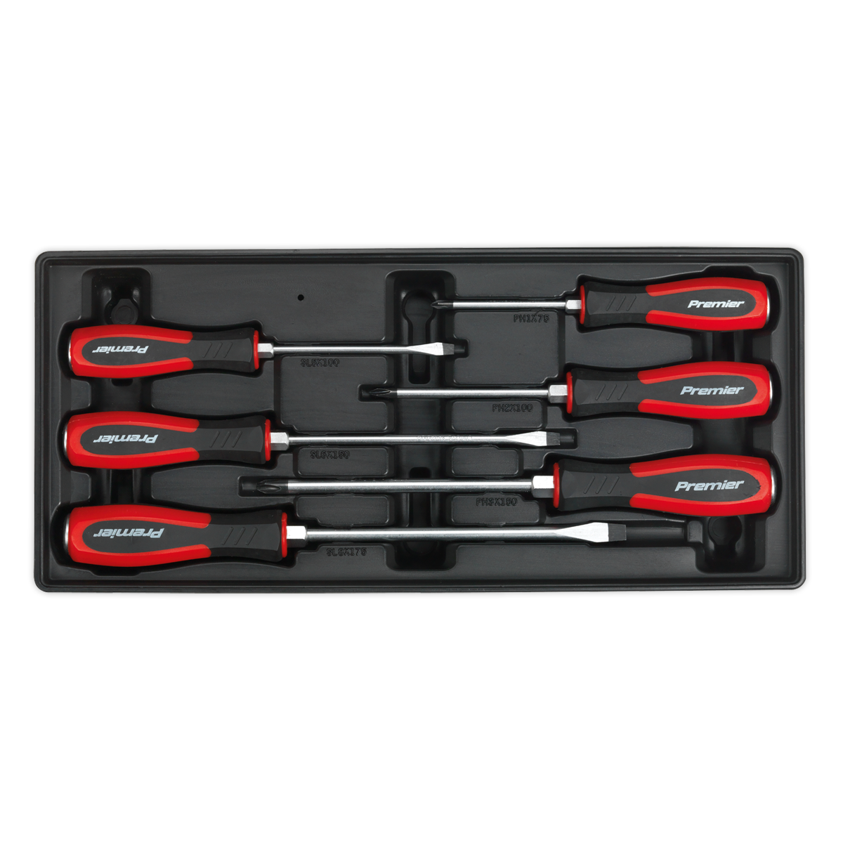 Premier Hammer-Thru Screwdriver Set with Tool Tray 6pc