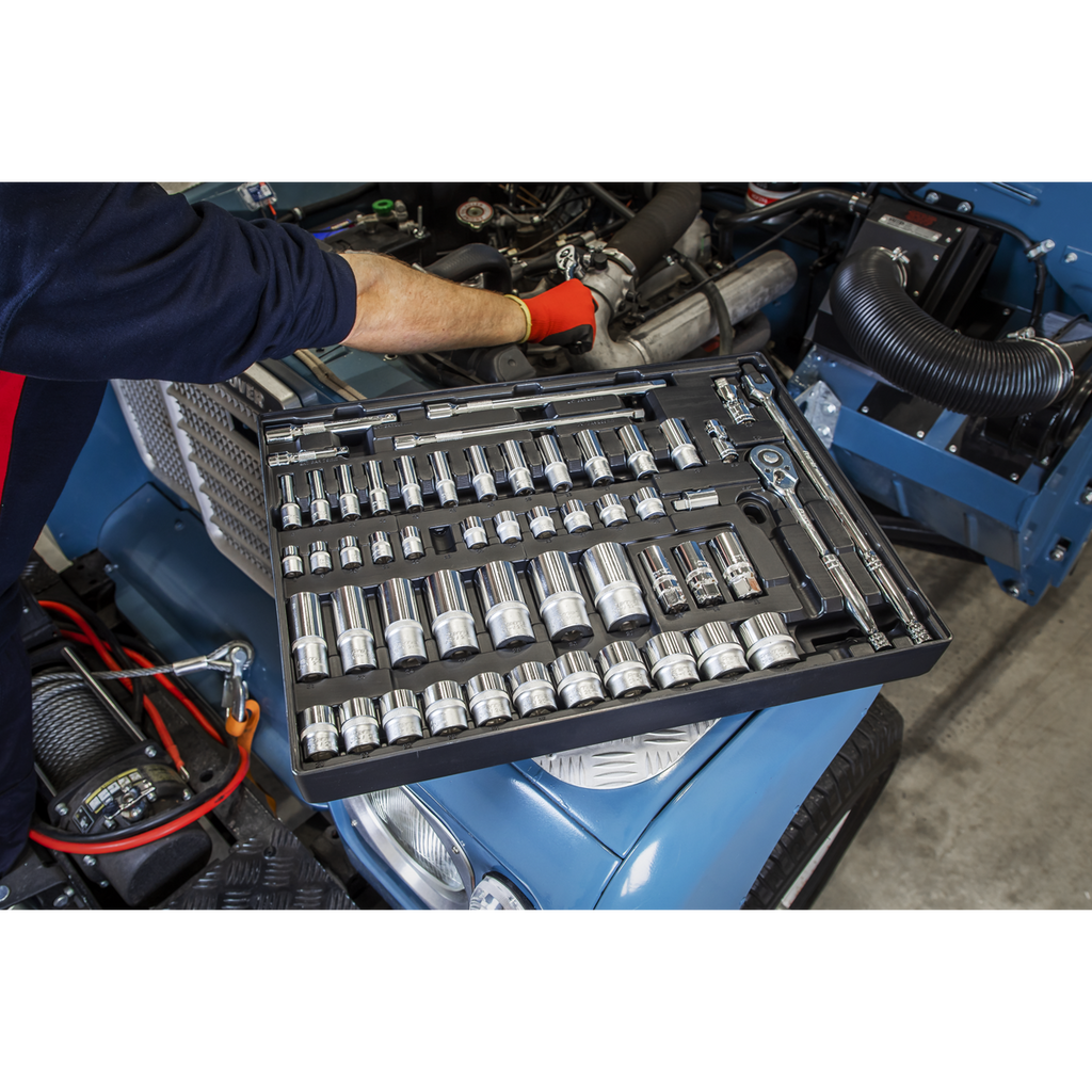 Premier Socket Set with Tool Tray 3/8" & 1/2"Sq Drive 55pc