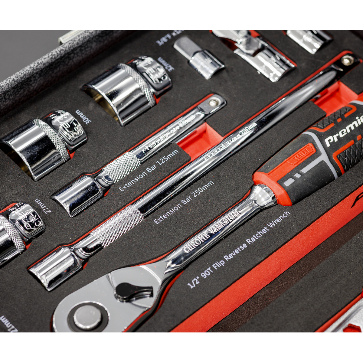 Premier Socket Set with Tool Tray 1/2"Sq Drive 22pc
