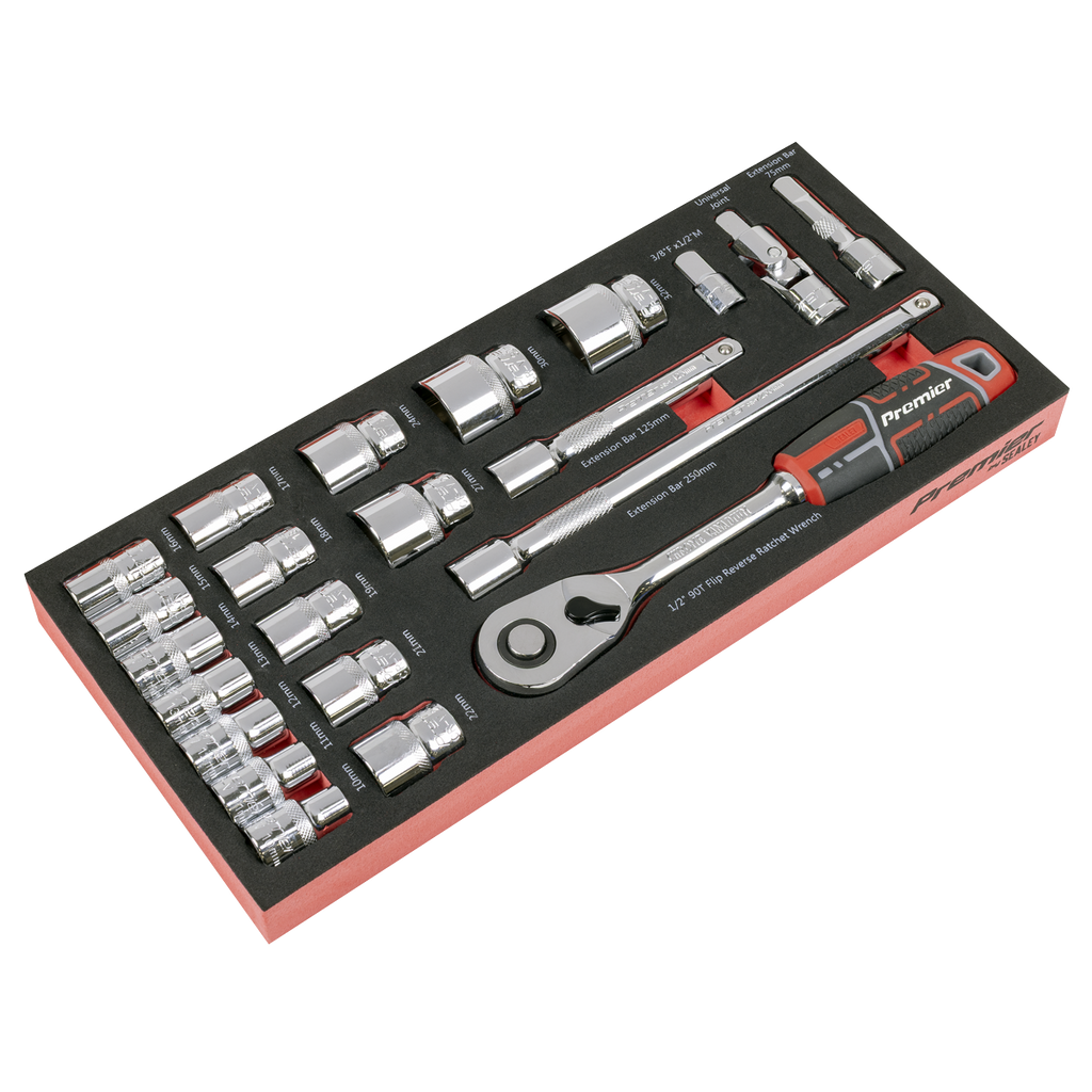 Premier Socket Set with Tool Tray 1/2"Sq Drive 22pc