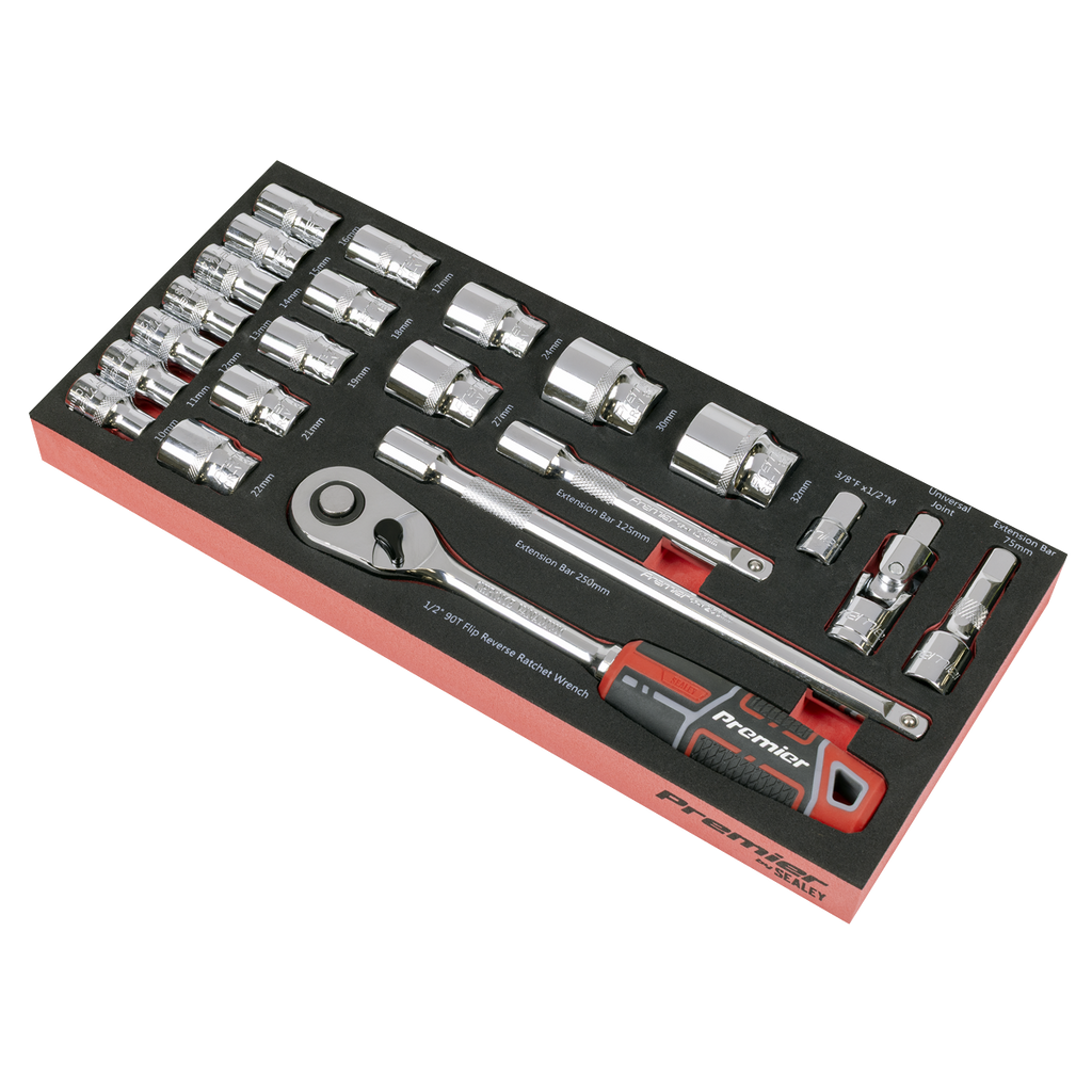 Premier Socket Set with Tool Tray 1/2"Sq Drive 22pc