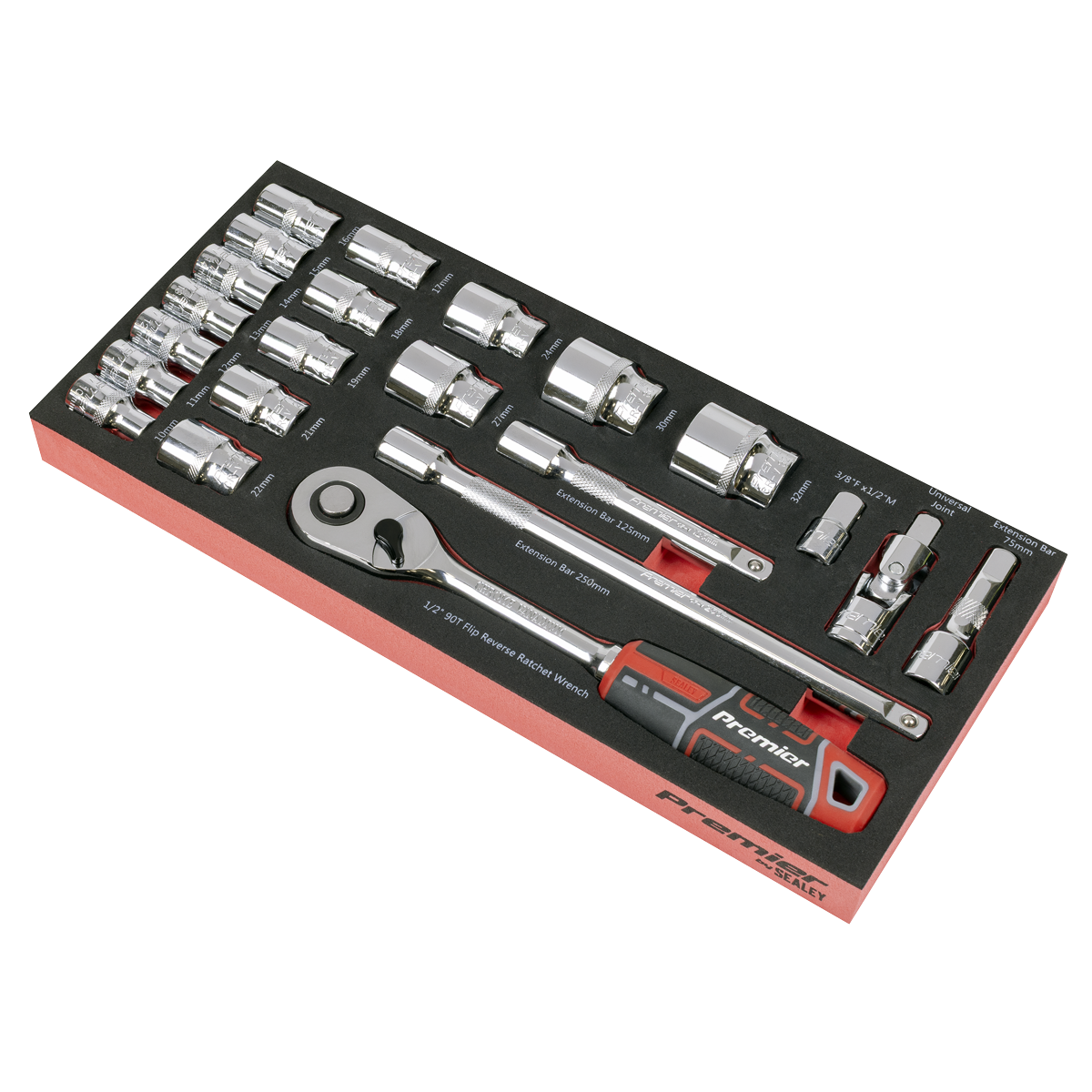 Premier Socket Set with Tool Tray 1/2"Sq Drive 22pc