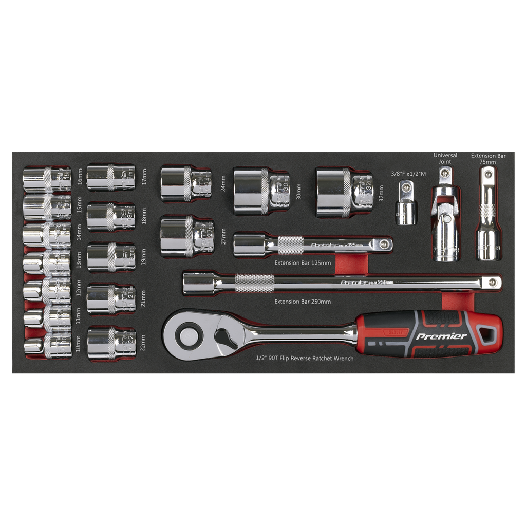 Premier Socket Set with Tool Tray 1/2"Sq Drive 22pc