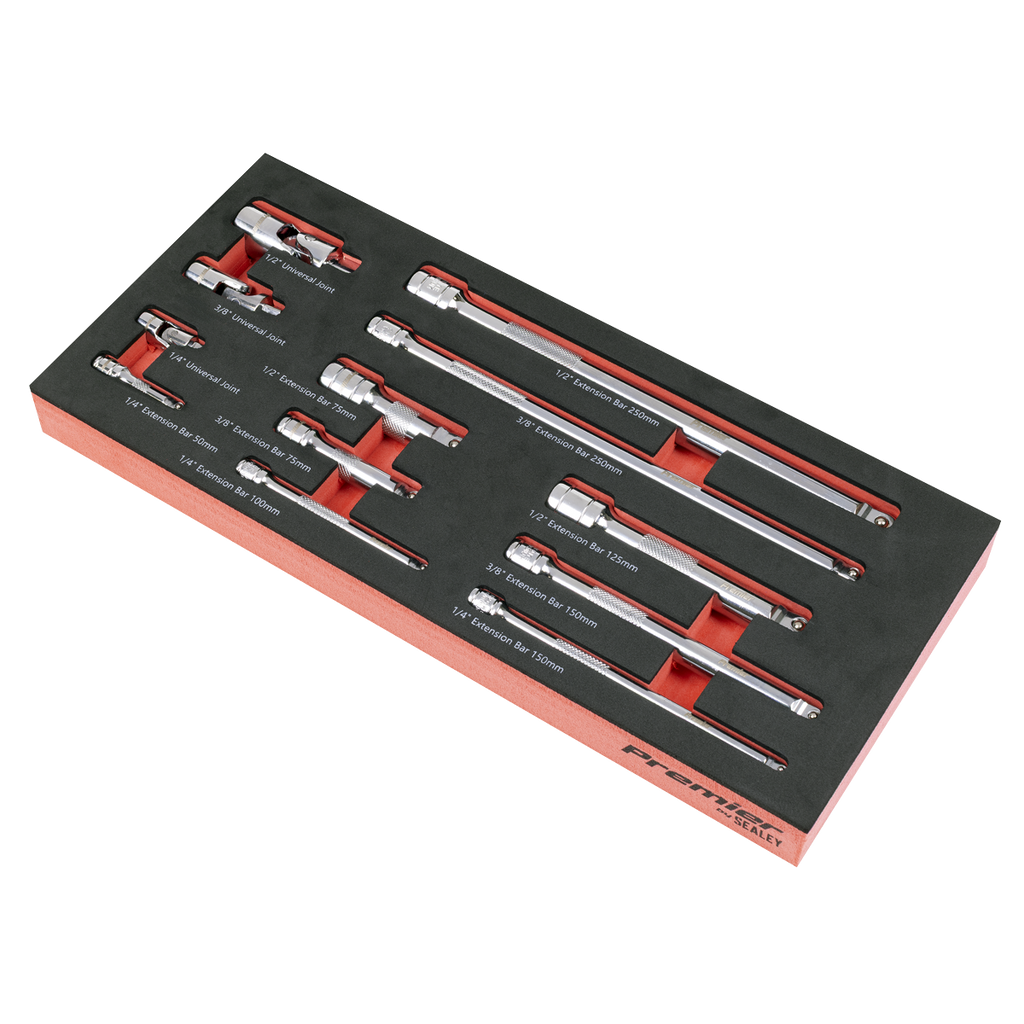Premier Wobble Extension Bar Set with Tool Tray 1/4", 3/8" &
