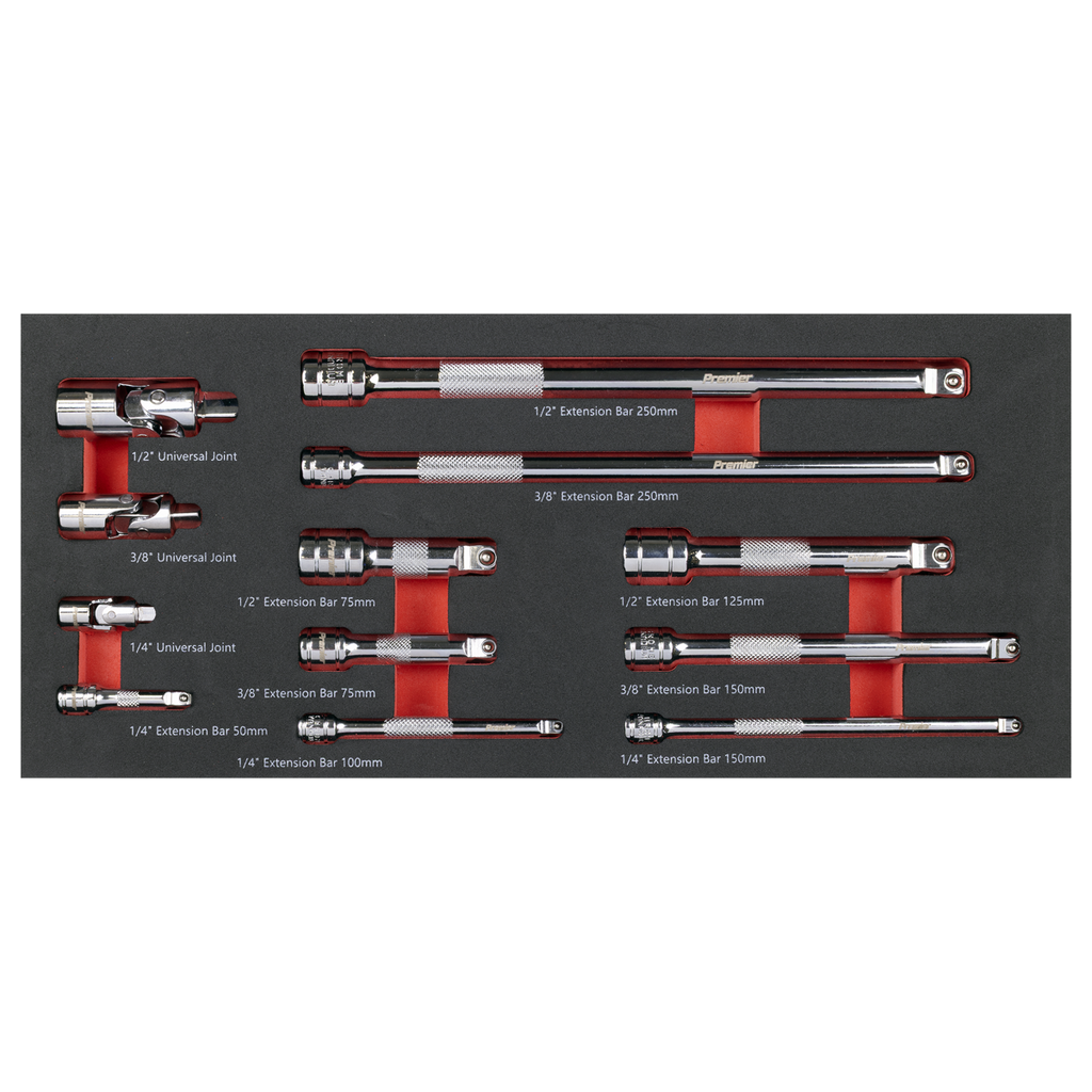 Premier Wobble Extension Bar Set with Tool Tray 1/4", 3/8" &