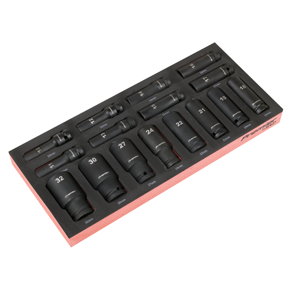 Deep Impact Socket Set with Tool Tray 1/2"Sq Drive 16pc