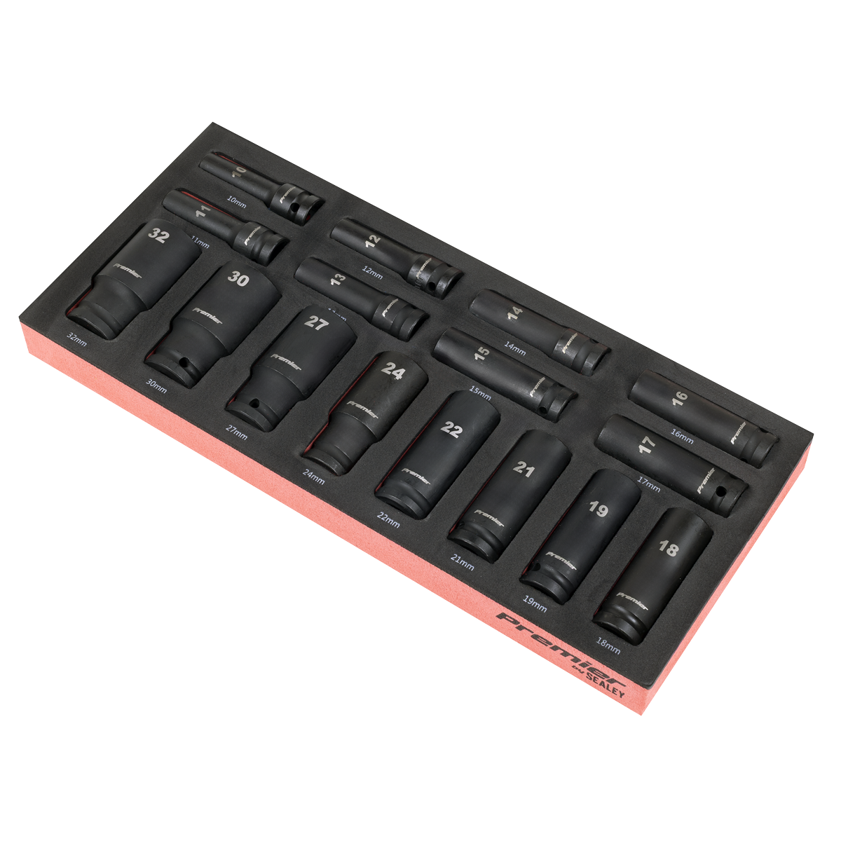 Deep Impact Socket Set with Tool Tray 1/2"Sq Drive 16pc