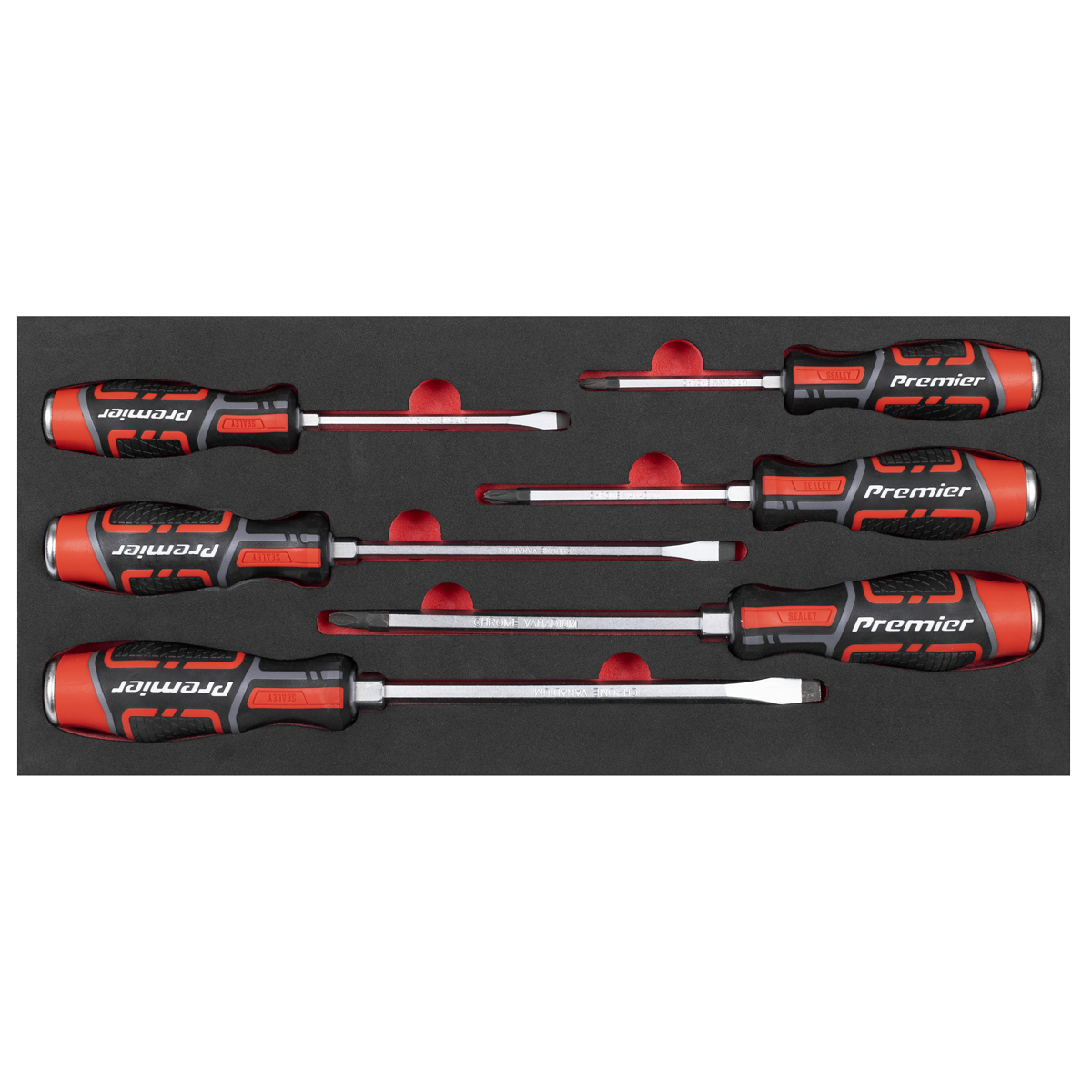 Hammer-Thru Screwdriver Set with Tool Tray 6pc