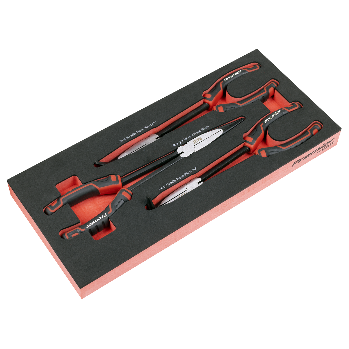 Long Needle Nose Pliers Set with Tool Tray 3pc