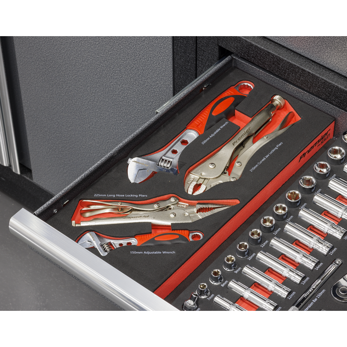 Premier Locking Pliers & Adjustable Wrench Set with Tool Tra