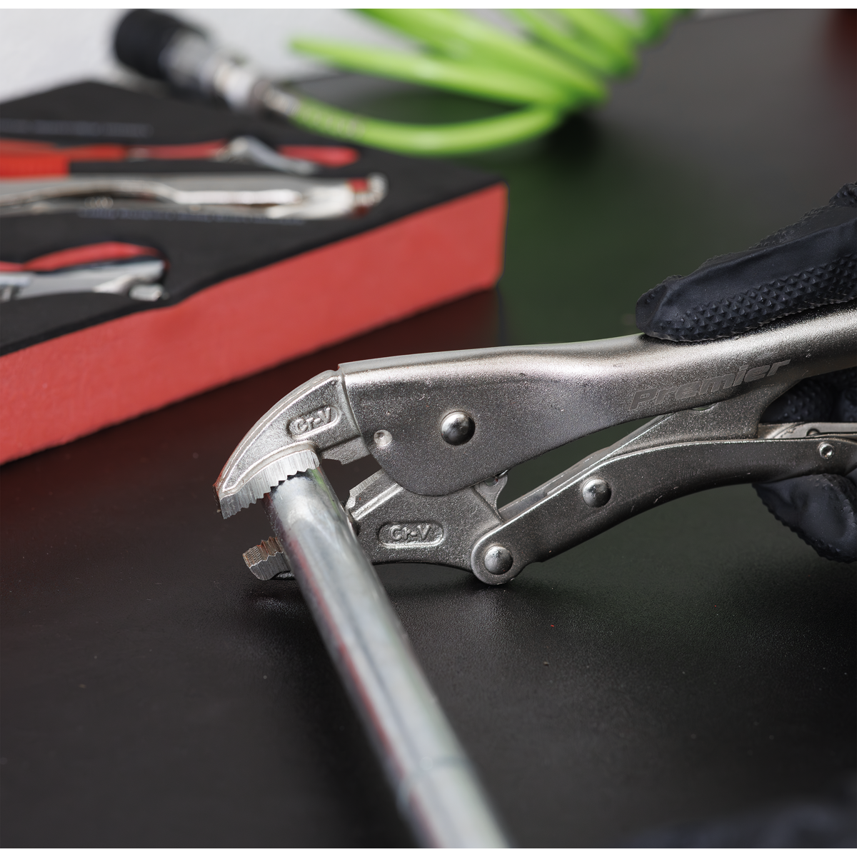 Premier Locking Pliers & Adjustable Wrench Set with Tool Tra