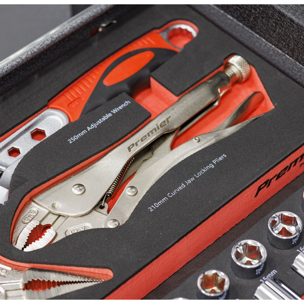 Premier Locking Pliers & Adjustable Wrench Set with Tool Tra