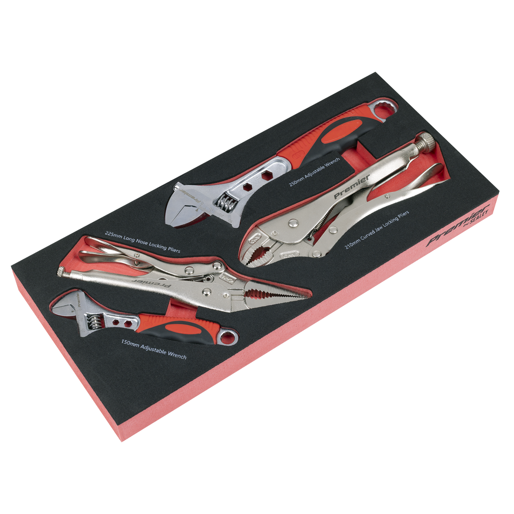 Premier Locking Pliers & Adjustable Wrench Set with Tool Tra