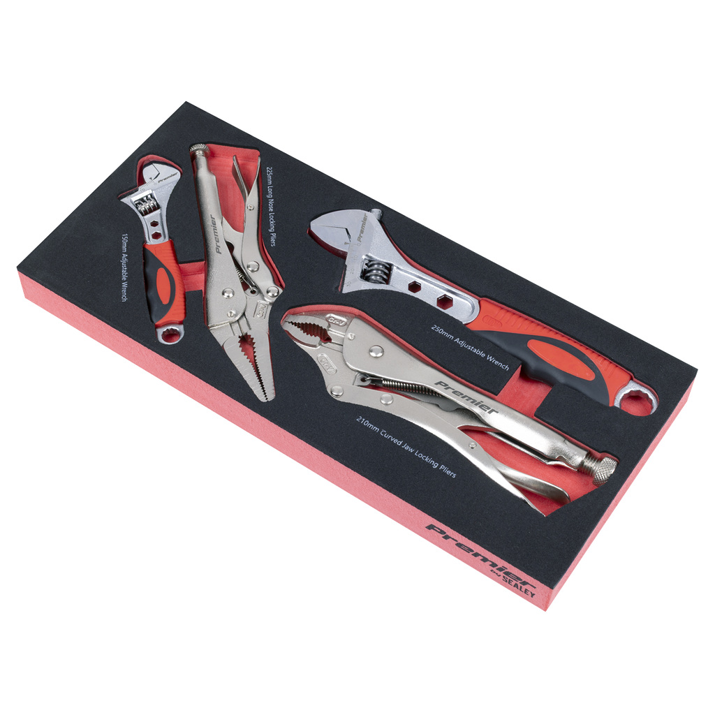 Premier Locking Pliers & Adjustable Wrench Set with Tool Tra