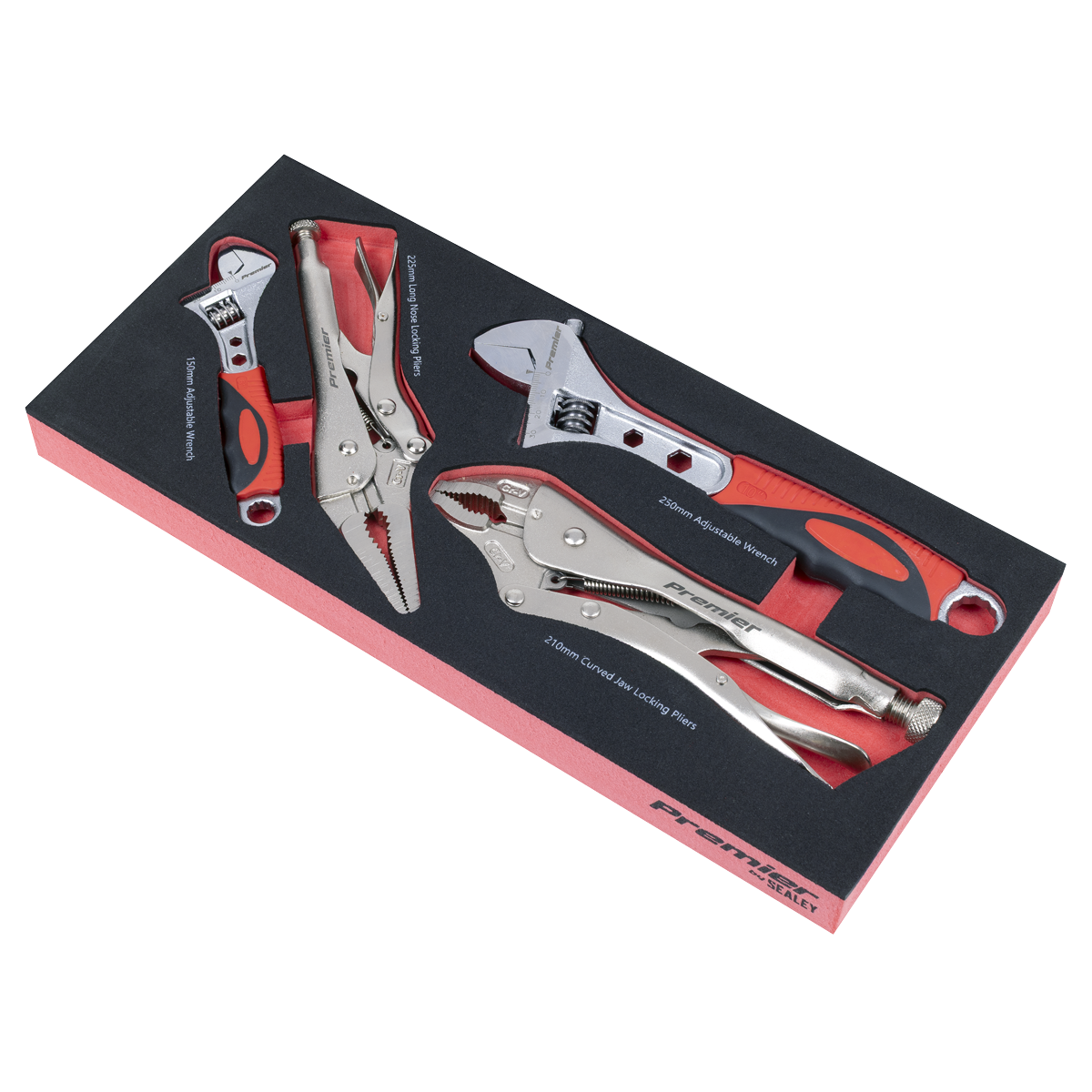 Premier Locking Pliers & Adjustable Wrench Set with Tool Tra