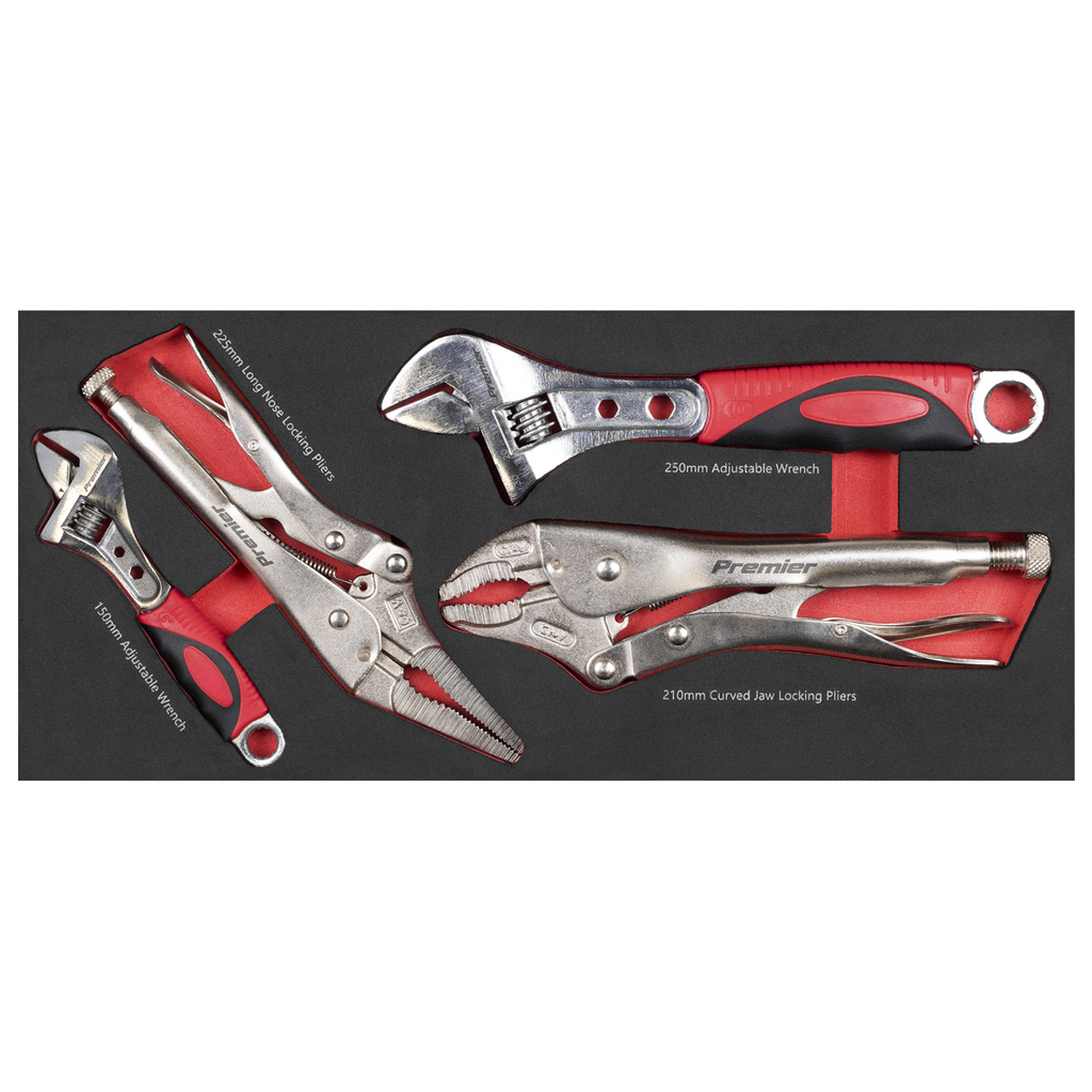 Premier Locking Pliers & Adjustable Wrench Set with Tool Tra