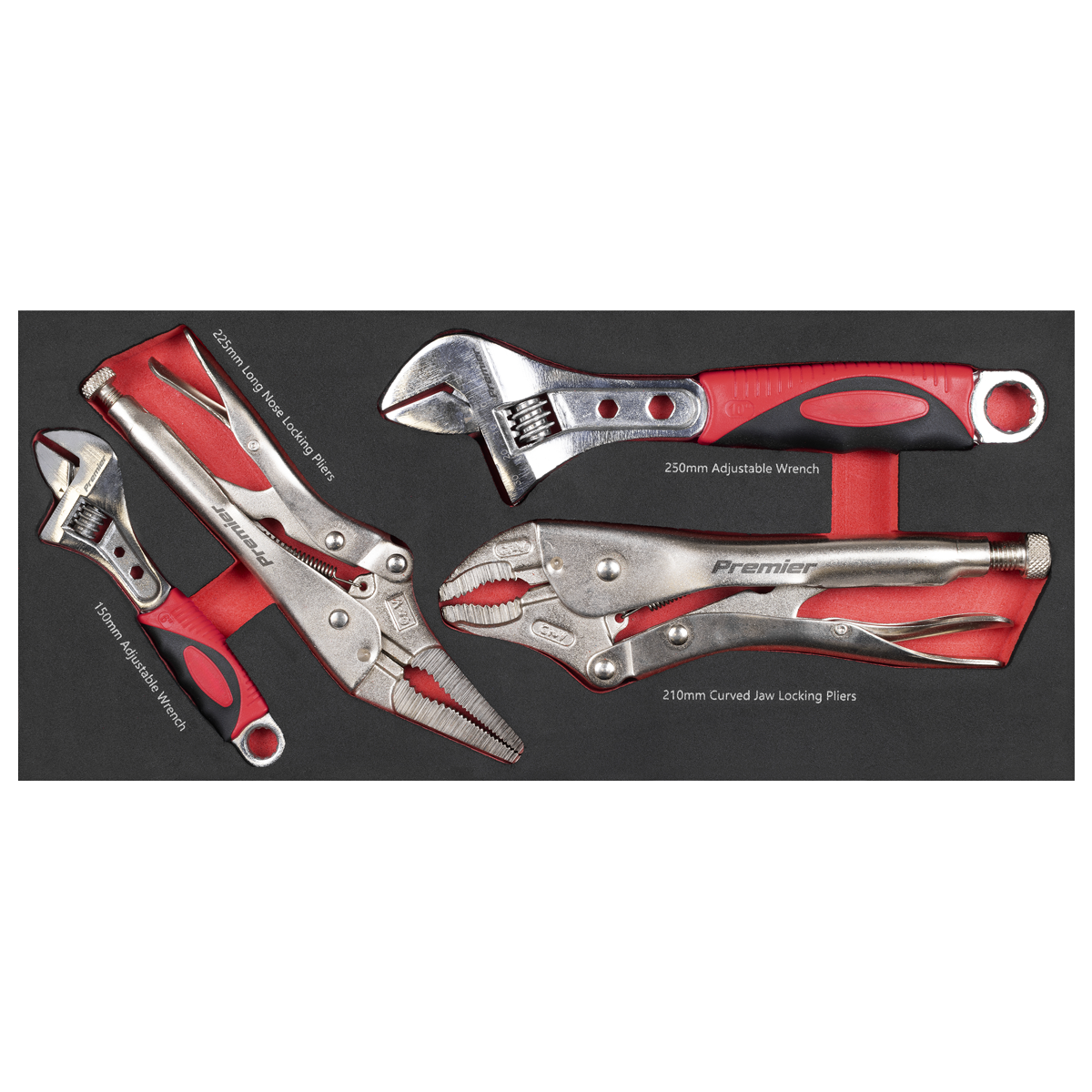 Premier Locking Pliers & Adjustable Wrench Set with Tool Tra