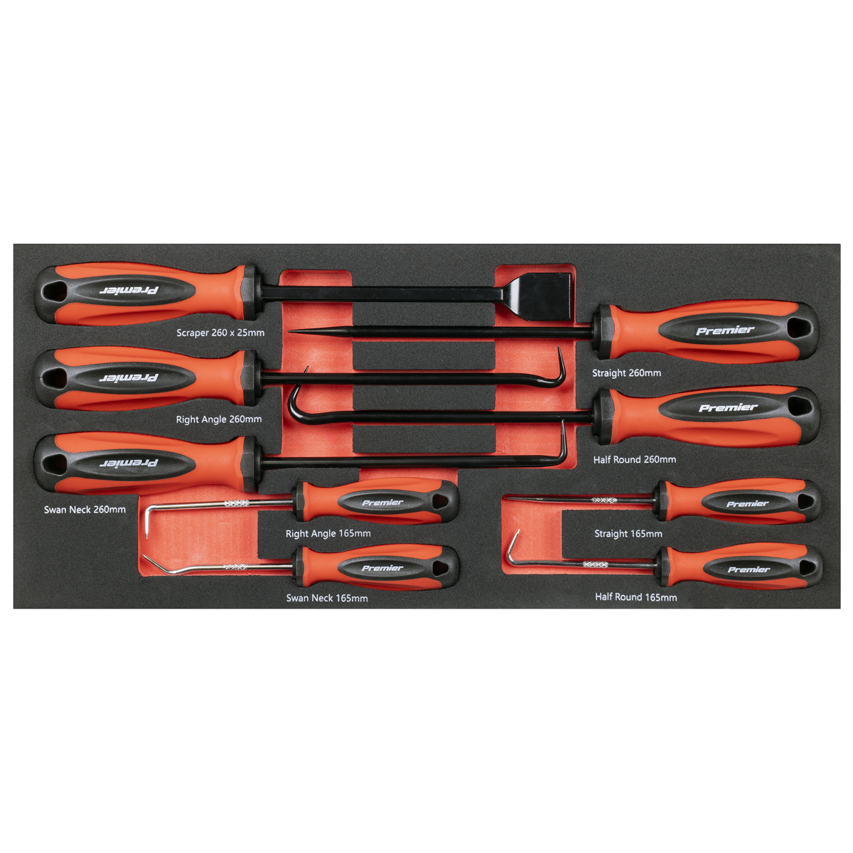 Scraper & Hook Set with Tool Tray 9pc