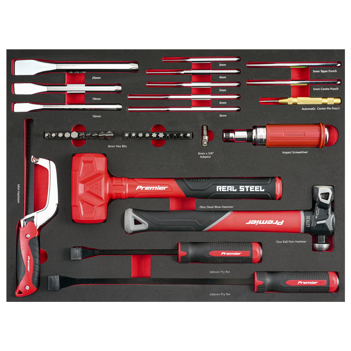 Premier Striking, Pry Bar, Hacksaw & Impact Screwdriver Set