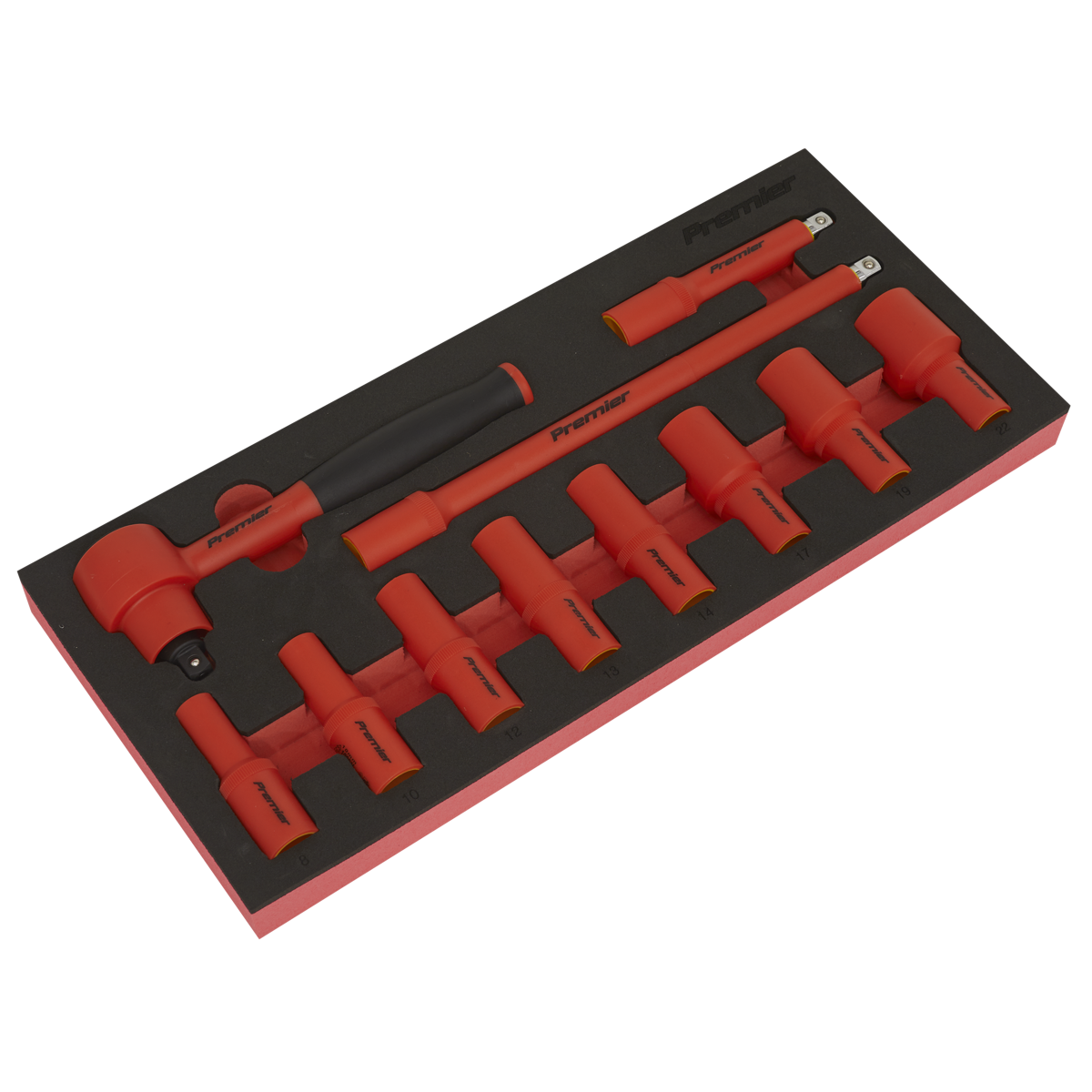 Premier Insulated Socket Set with Tool Tray 3/8"Sq Drive 11pc - VDE Approved