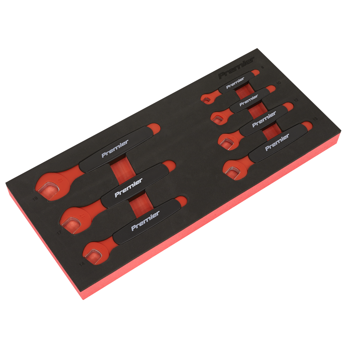 Premier Insulated Open-End Spanner Set with Tool Tray 7pc - VDE Approved