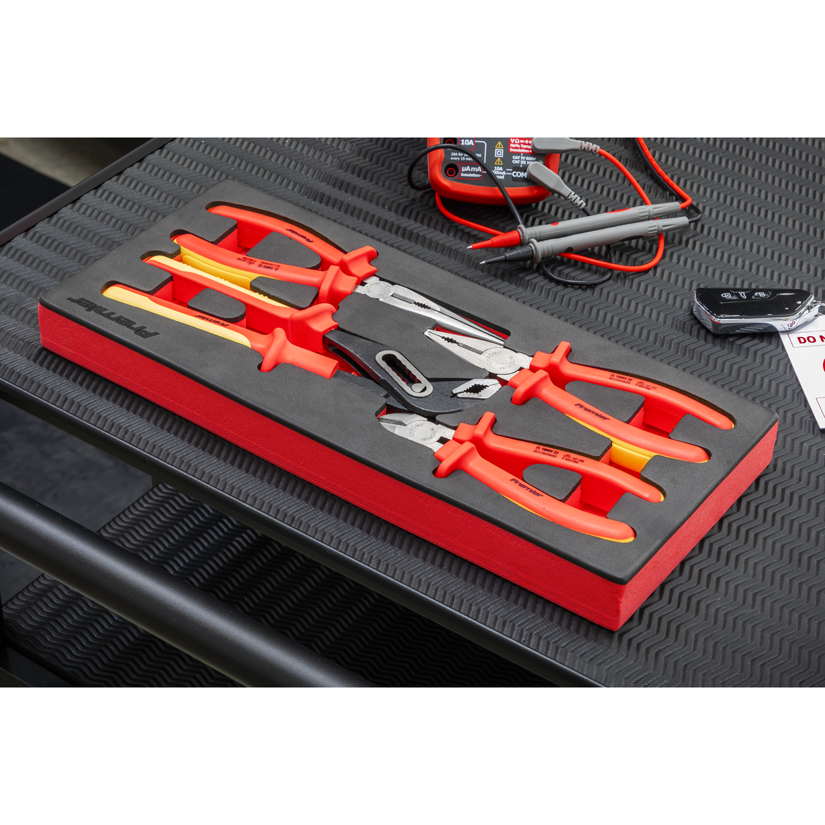 Premier Insulated Pliers Set with Tool Tray 4pc - VDE Approv