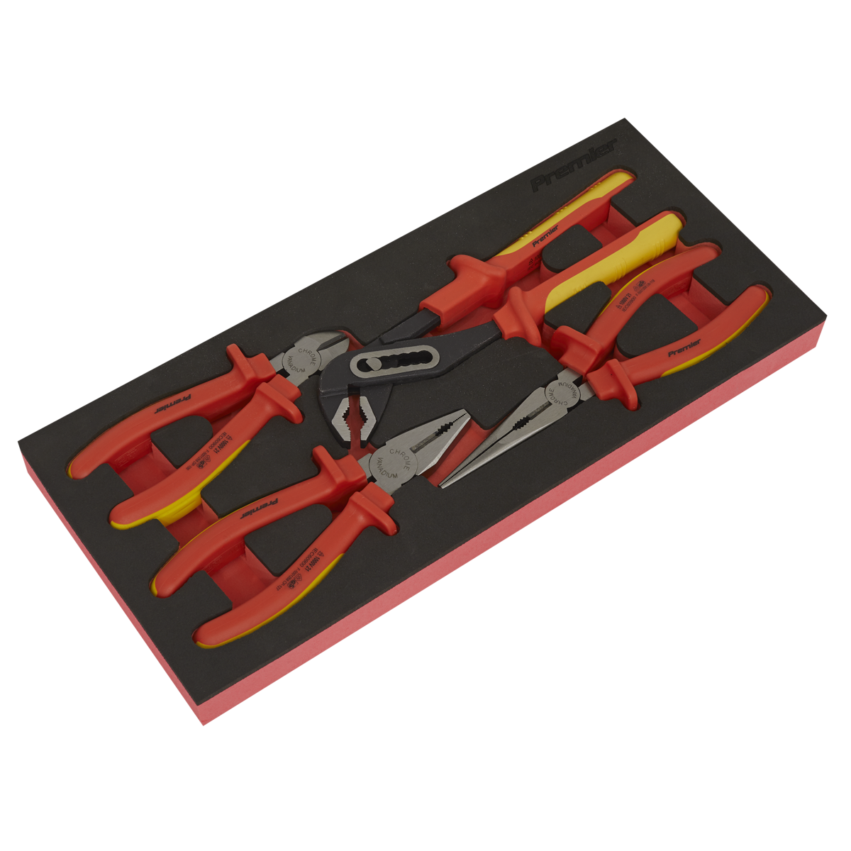 Premier Insulated Pliers Set with Tool Tray 4pc - VDE Approved