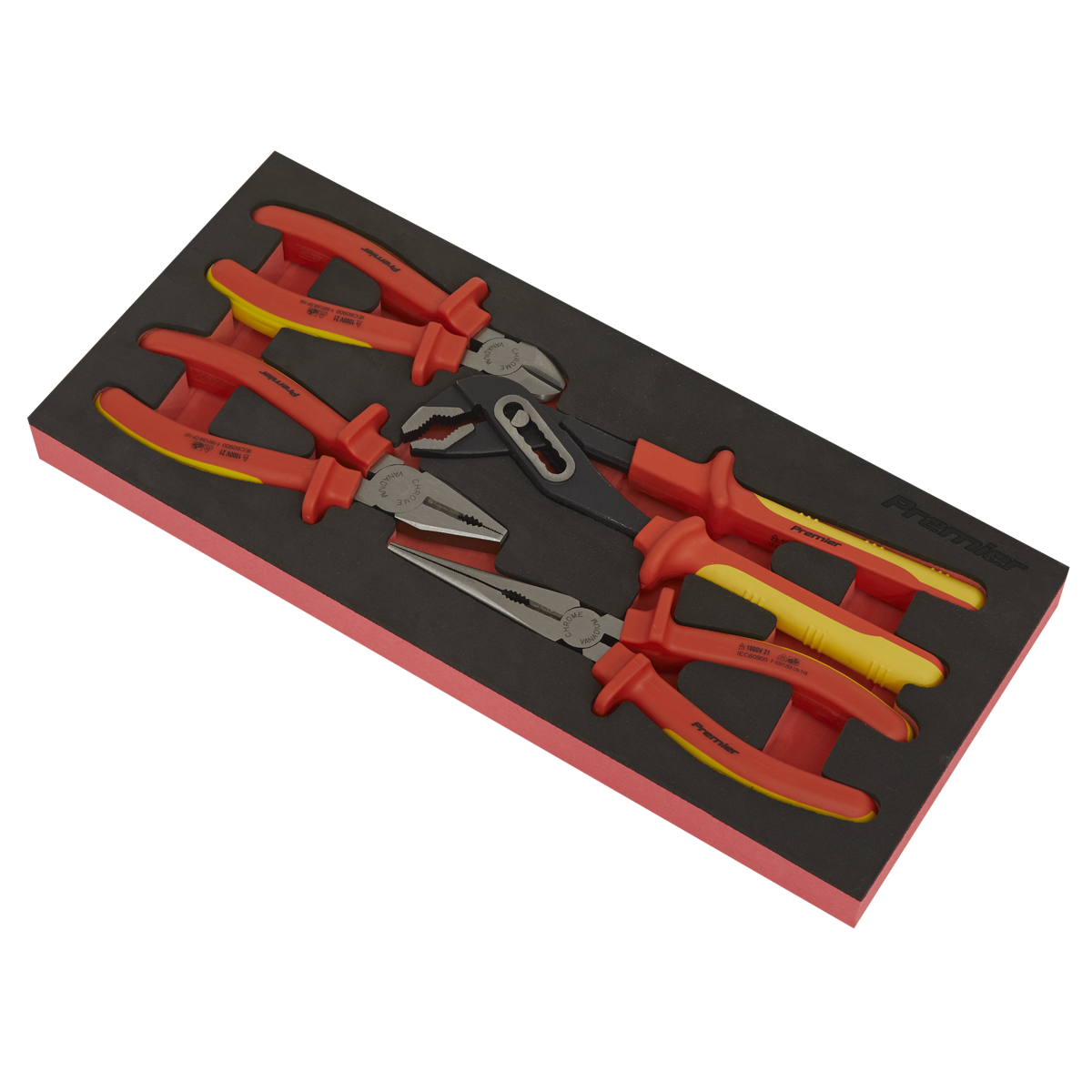 Premier Insulated Pliers Set with Tool Tray 4pc - VDE Approv