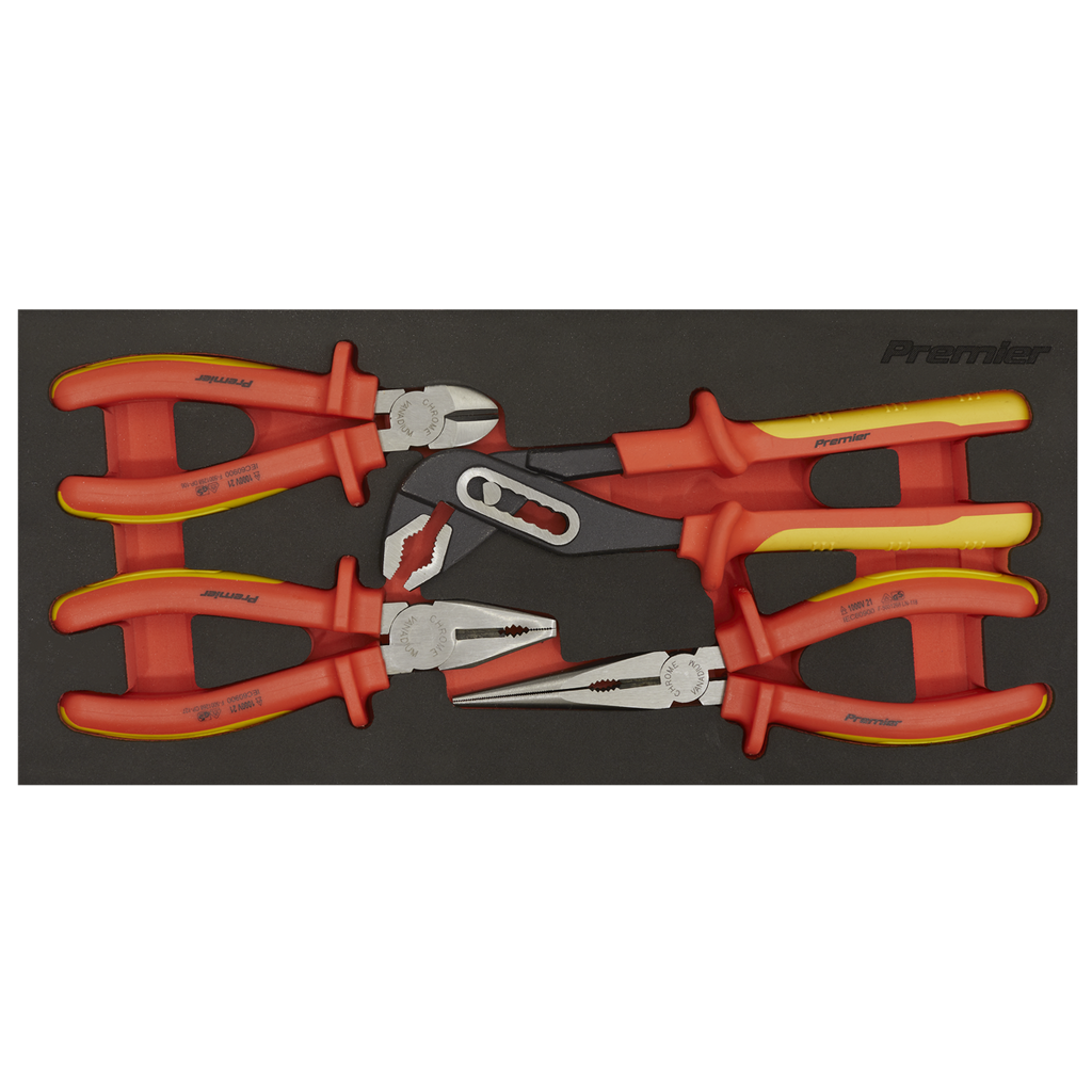 Premier Insulated Pliers Set with Tool Tray 4pc - VDE Approv