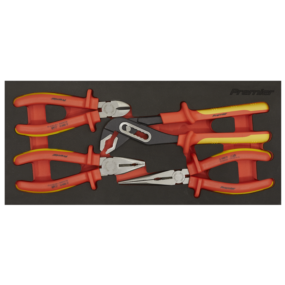 Premier Insulated Pliers Set with Tool Tray 4pc - VDE Approv