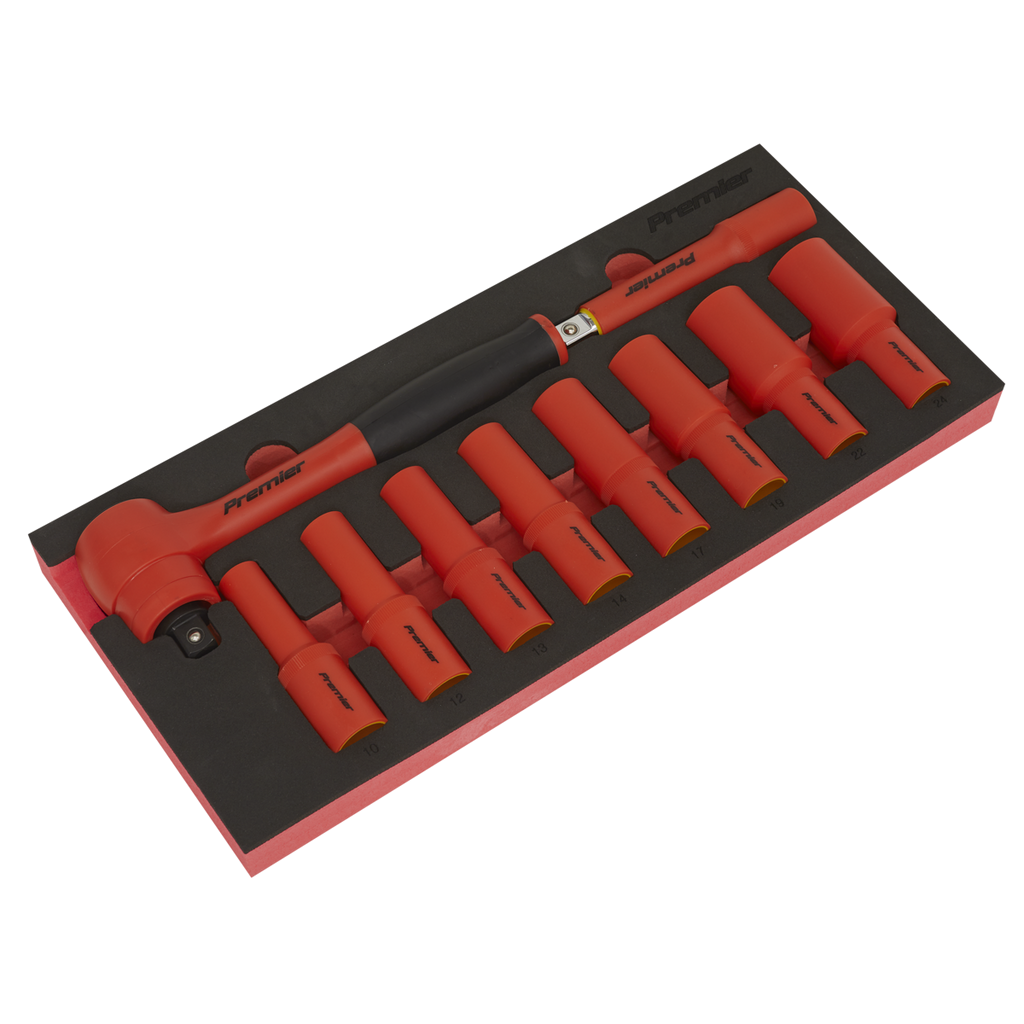Premier Insulated Socket Set with Tool Tray 1/2"Sq Drive 10p