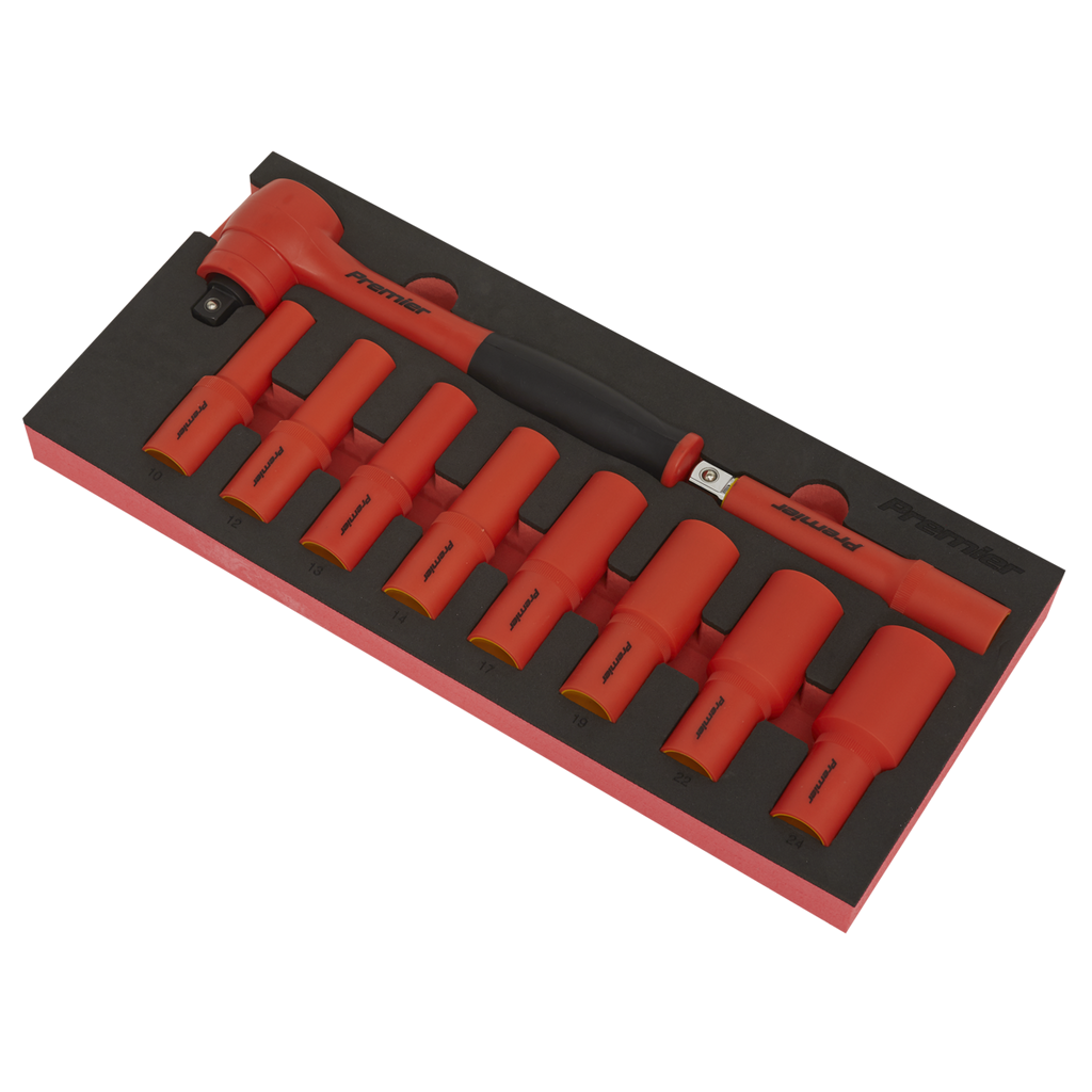 Premier Insulated Socket Set with Tool Tray 1/2"Sq Drive 10p