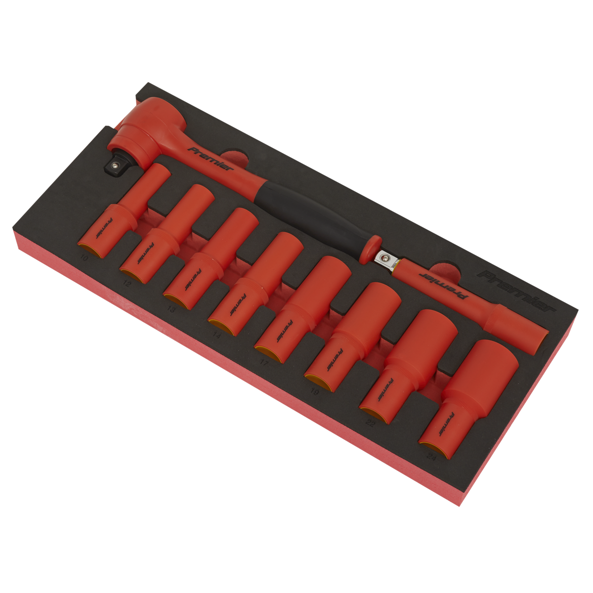 Premier Insulated Socket Set with Tool Tray 1/2"Sq Drive 10p
