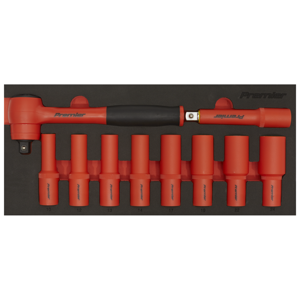 Premier Insulated Socket Set with Tool Tray 1/2"Sq Drive 10p