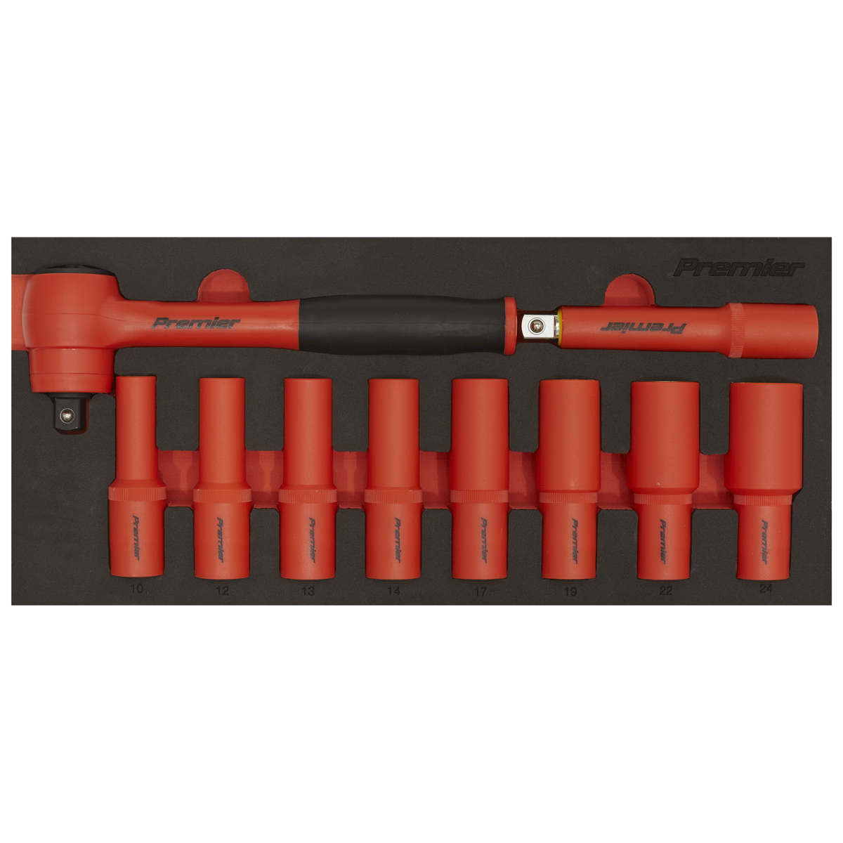 Premier Insulated Socket Set with Tool Tray 1/2"Sq Drive 10p