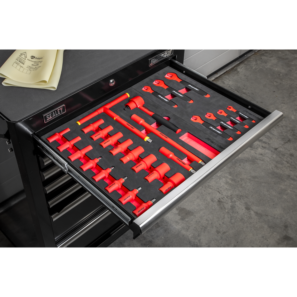 Superline PRO® Rollcab with 63pc Insulated Tool Kit, 7 Drawer, Black (TBTECOMBO2)