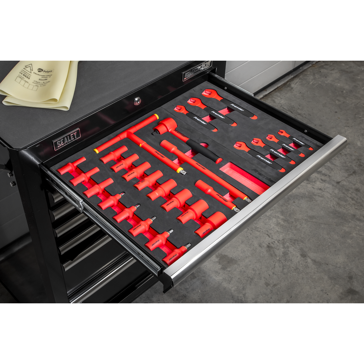 Superline PRO® Rollcab with 63pc Insulated Tool Kit, 7 Drawer, Black (TBTECOMBO2)