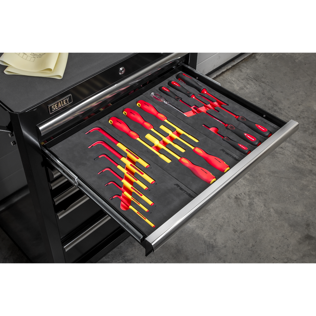 Superline PRO® Rollcab with 63pc Insulated Tool Kit, 7 Drawer, Black (TBTECOMBO2)