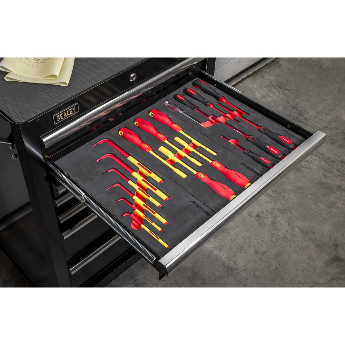 Superline PRO® Rollcab with 63pc Insulated Tool Kit, 7 Drawer, Black (TBTECOMBO2)