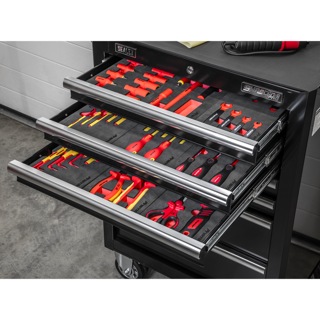 Superline PRO® Rollcab with 63pc Insulated Tool Kit, 7 Drawer, Black (TBTECOMBO2)