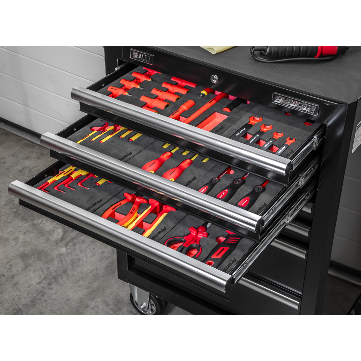 Superline PRO® Rollcab with 63pc Insulated Tool Kit, 7 Drawer, Black (TBTECOMBO2)