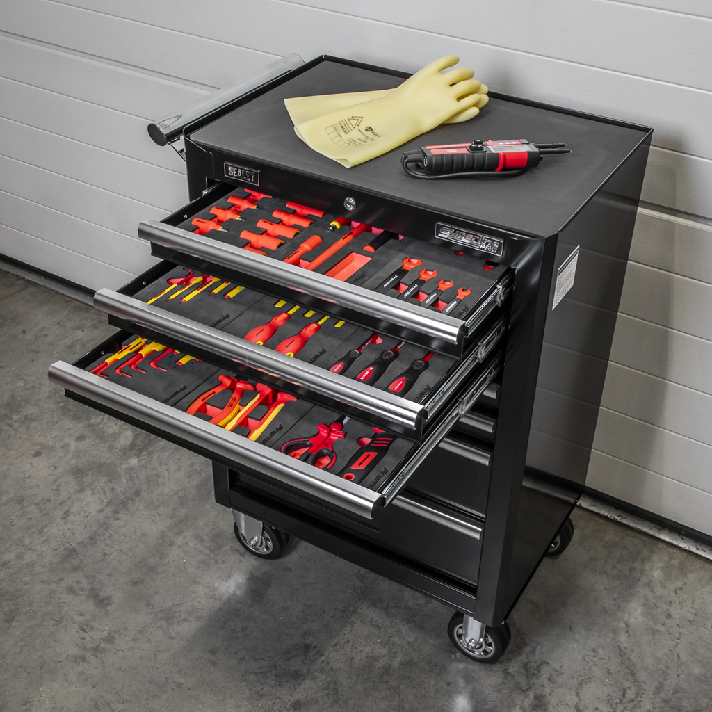 Superline PRO® Rollcab with 63pc Insulated Tool Kit, 7 Drawer, Black (TBTECOMBO2)