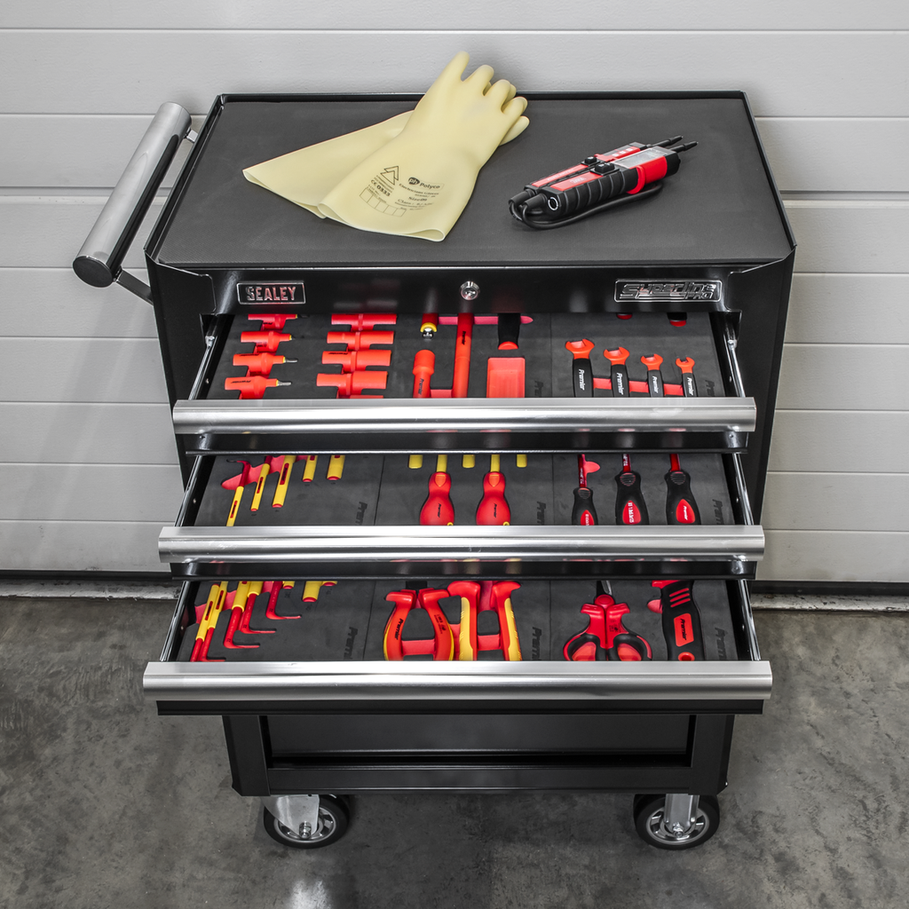 Superline PRO® Rollcab with 63pc Insulated Tool Kit, 7 Drawer, Black (TBTECOMBO2)
