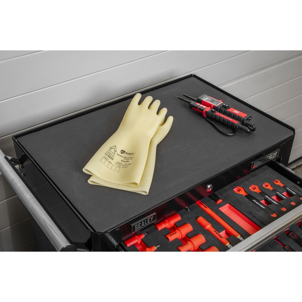Superline PRO® Rollcab with 63pc Insulated Tool Kit, 7 Drawer, Black (TBTECOMBO2)